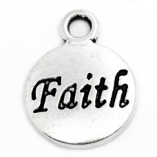 Подвеска металлическая Faith Вера 15 мм. Цвет черненое серебро